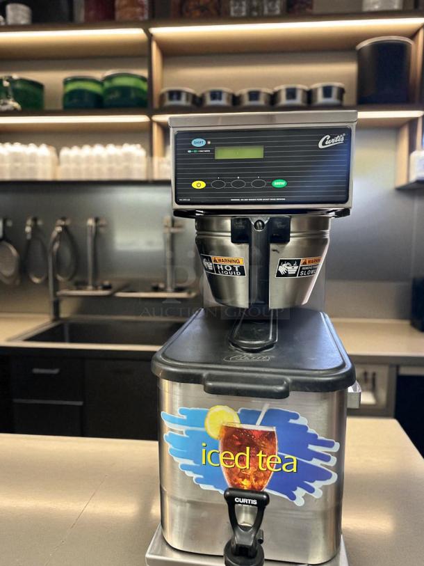 Wilbur Curtis TBP commercial iced tea brewer, 120V, excellent condition, fully tested and working, "iced tea" label visible.