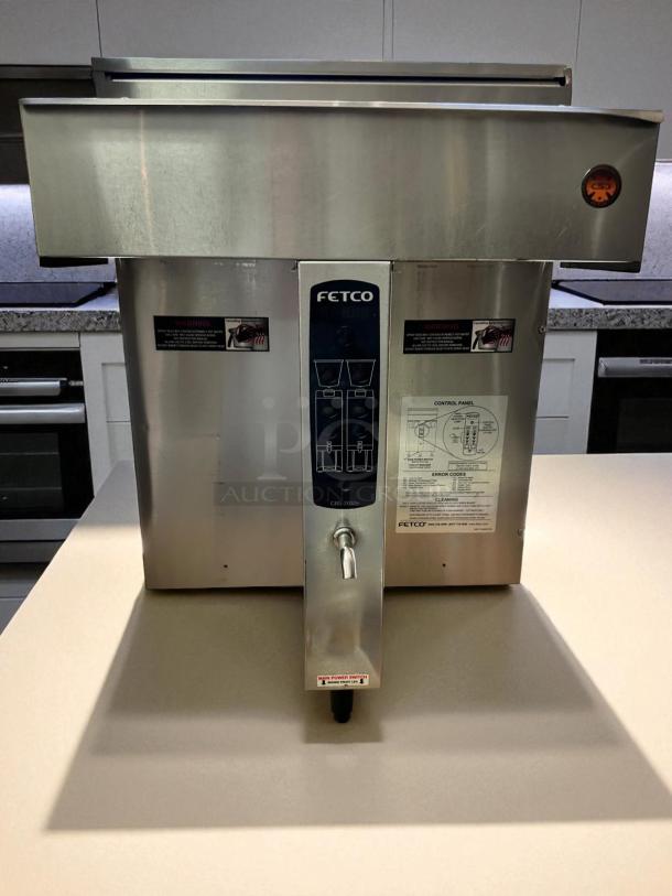 Outstanding condition Fetco CBS-2032e dual station coffee brewer, brushed metal finish, 220-240V, fully tested and working.