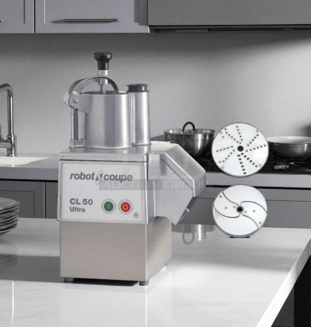 Robot Coupe CL50 Ultra commercial food processor, heavy-duty, clean, tested, excellent condition, with slicer discs.