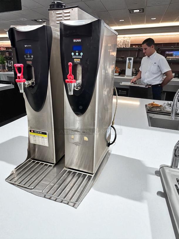BUNN H5E digital hot water dispenser in excellent condition, stainless steel with red tap, fully tested and working.