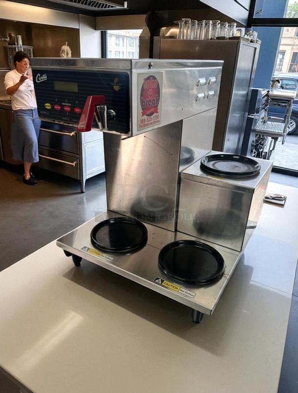 Curtis ALP3GTR12A000 3-burner automatic coffee brewer, 120V, excellent condition, fully tested, with service label.