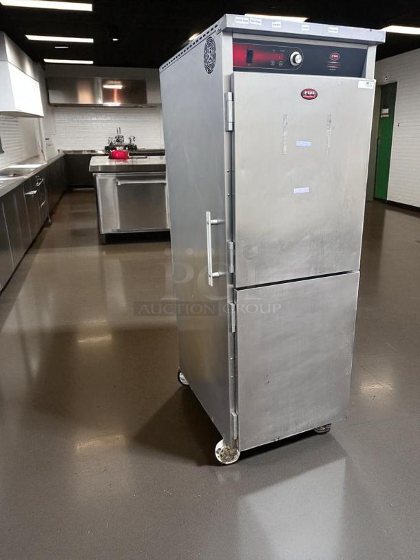 FWE UHST-13-OTB heated holding cabinet in outstanding condition, 120V, on wheels, stainless steel, fully tested and working.