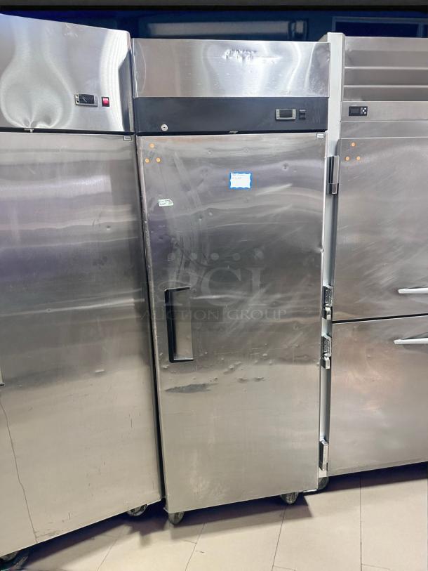 Turbo Air MBF8001GR single-door reach-in freezer, excellent condition, fully tested, 115V, metallic finish, commercial use.