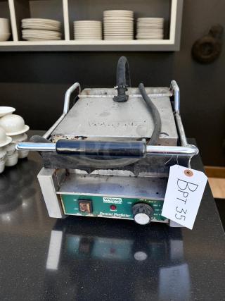 Waring Commercial Panini Perfetto press, tested and working, with visible brand logo and model name, includes tag "BPT 35".