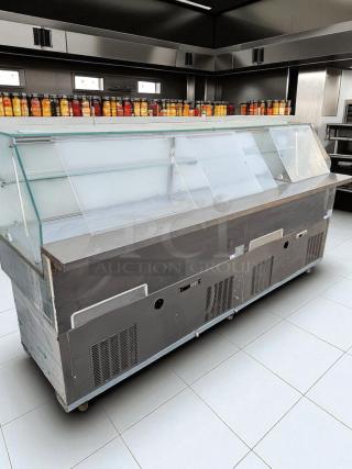 Oscartek ROSAR4RV130 refrigerated display case, excellent condition, 3-door with glass canopy, 120V, fully tested.