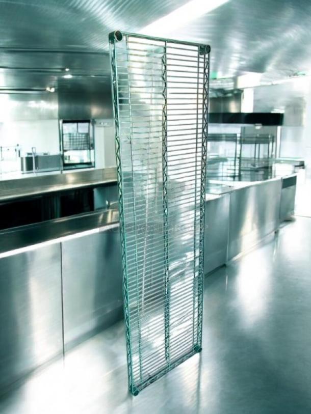 NSF Green Epoxy Wire Shelves, 60", perfect condition, fully tested, durable design, ideal for commercial use.