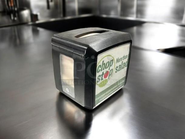 Black Dixie Ultra Interfold Napkin Dispenser by GP PRO, model 54527A, in excellent condition, holds 275 napkins, tested.