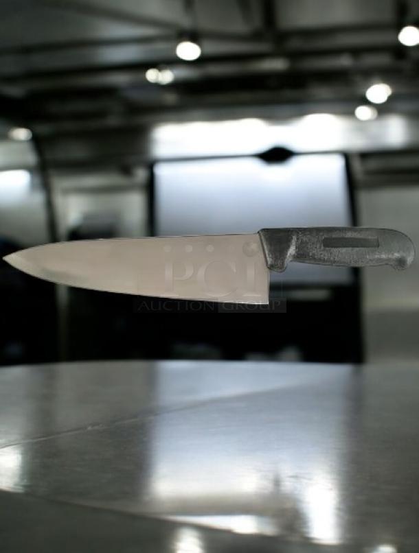 Cozzini 8" Chef Knife in excellent condition, razor sharp blade, commercial kitchen cutlery, model Cutlery Imports.