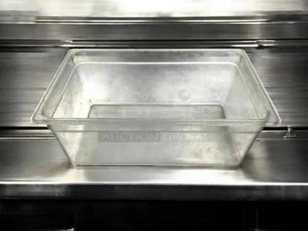 Cambro 18CW135 Camwear® full-size clear polycarbonate food pan, 8" deep, excellent condition, fully tested.