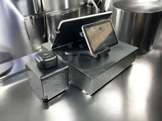Toast register kit with money box on stainless steel table. Complete, tested, working. Includes touchscreen, sleek design.