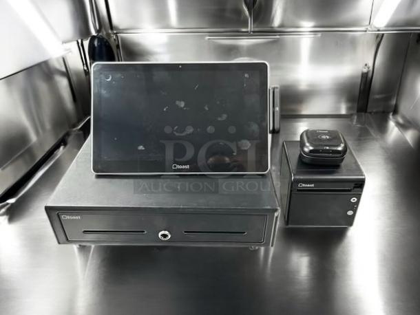 Toast register kit with tablet, receipt printer, and money box. Fully tested, working, excellent condition.