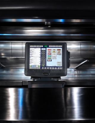 Radiant Systems P1520-0275-BA POS screen, black, great condition, fully tested and working, interface visible.