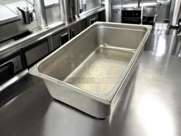 Winco C-WPF6 6-Inch Deep Full Size Steam Table Pan, NSF, 20.88x12.88x6.13 inches, excellent condition, stainless steel.