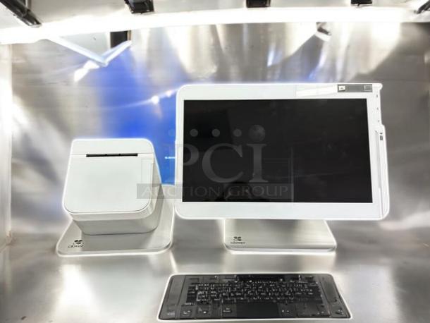 Clover Station Solo C501 POS system with P500 printer, sleek design, excellent condition, fully tested, includes keyboard.