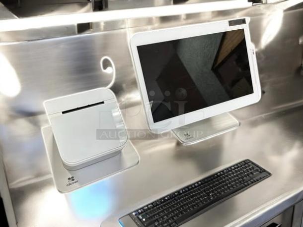 Clover Station Solo C501 POS system with P500 printer, fully tested and working, featuring a sleek design in excellent condition.
