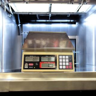 Avery Berkel CZ342 price computing food scale on countertop, excellent condition, tested and working. Digital display and keypad.