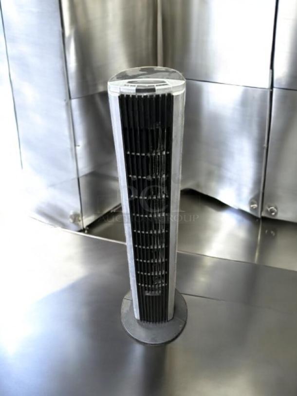 Bionaire 40-inch black/silver tower fan, 3-speed, great condition, fully tested and working, indoor use.
