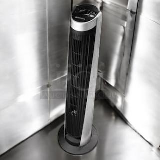 Bionaire 40-in black/silver tower fan, 3-speed, fully tested, excellent condition.