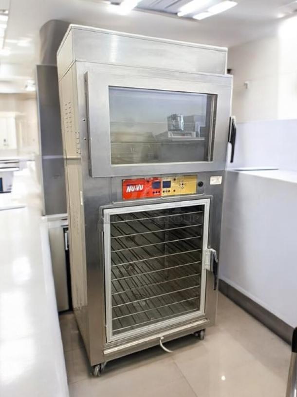 NuVU SUB-123P double deck electric oven proofer combo, stainless steel, tested and working, 120/240V, 3 phase.