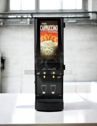 Curtis Primo PC2 Cappuccino Machine, two 4 lb. hoppers, lit sign, tested and working, ideal for cafes, 120V.