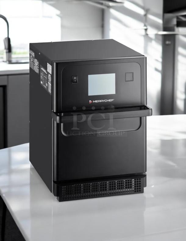 Merrychef eikon e1s countertop oven, 208/240V, in great condition. Features digital display, black finish, tested & working.