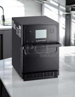 Merrychef eikon e1s countertop oven, 208/240V, in great condition. Features digital display, black finish, tested & working.