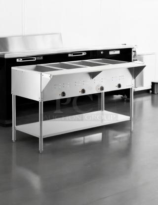 Good Condition! - Avantco STE-4SA Four Pan Open Well Electric Steam Table with Undershelf  & Sneezeguard, 120V - Tested & Working! - Item #1193695