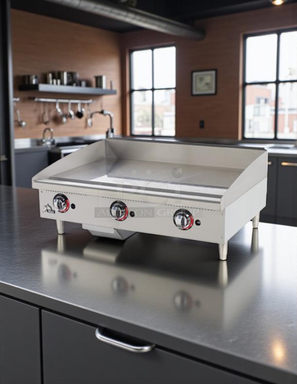 Star Max 636MF 36" gas countertop griddle, manual controls, 84,900 BTU, pristine condition, tested and working.