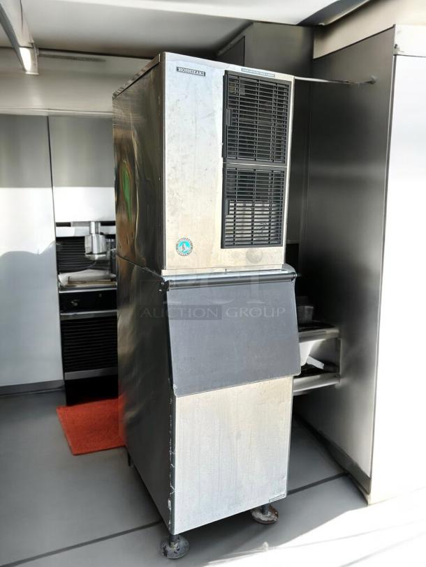 Hoshizaki KM-500MAH ice machine with 300 lb. storage, great condition, modular design, tested & working, visible logo.