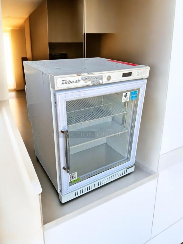 Turbo Air TSU-4RW-N6 vaccine refrigerator, good condition, 115v, tested and working, glass door, control panel visible.