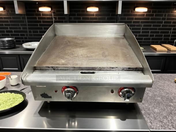 Star 624TSPF 24in countertop gas griddle, thermostatic, safety pilot, tested, stainless steel, clean condition.