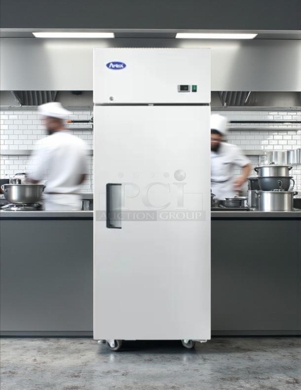 Atosa MBF8001GR 22.6 Cu.ft single door top mount reach-in freezer in good condition with visible brand label.