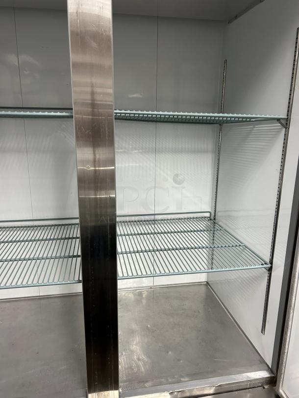 Cooler Depot Model XB54F-HC 48-cu ft commercial 2-door freezer, great condition, tested, with adjustable wire shelves.