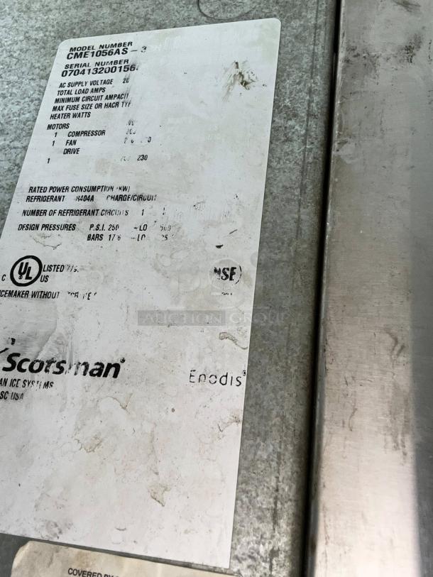 Scotsman CME1056AS modular ice machine in great condition. Features 500lb capacity, air-cooled, NSF certified, tested working.