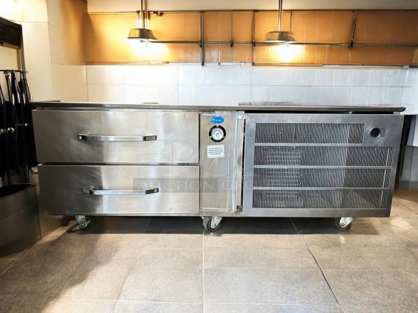 Randell Model 20048SC 60" refrigerated chef base, two-drawer, stainless steel, tested and working, 120V, good condition.