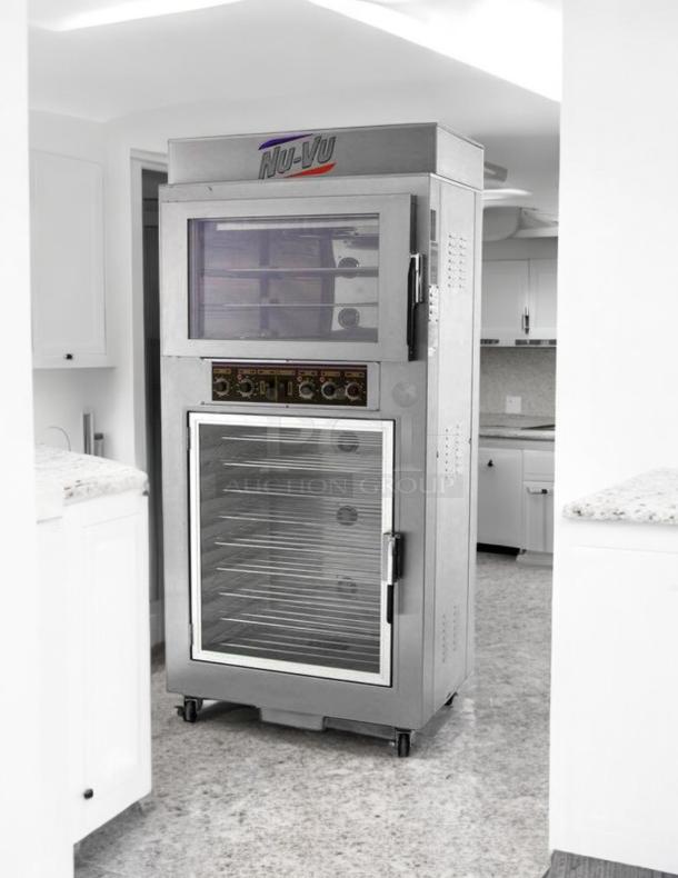 NuVu SUB-123P double deck electric oven proofer combo, 120/240V, 3 phase, stainless steel, tested & working, excellent condition.