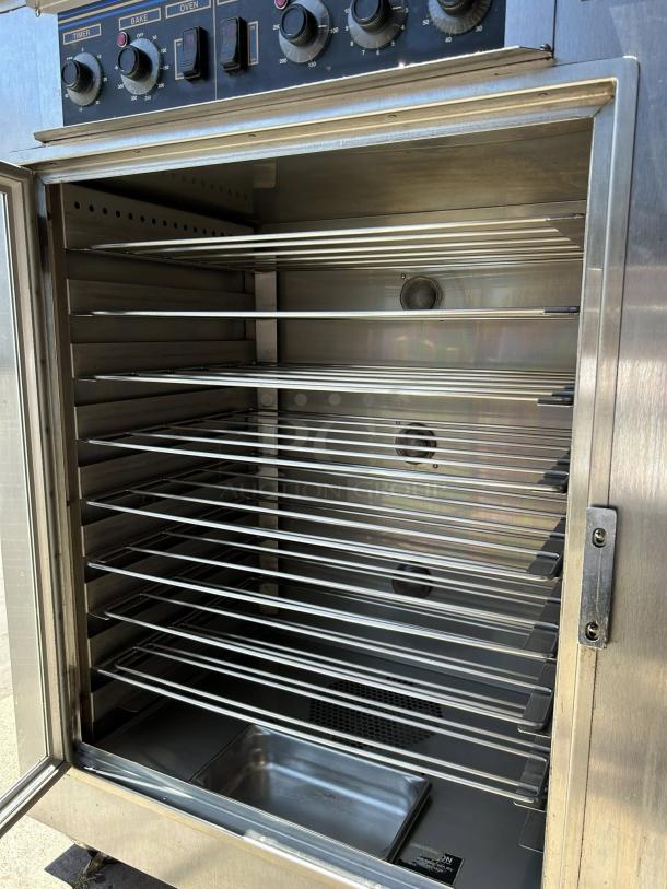 NuVu SUB-123P double deck electric oven proofer combo, stainless steel, 120/240V, 3 phase, controls visible, excellent condition.