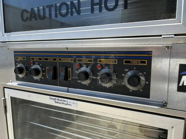 NuVU Model SUB-123P double deck electric oven proofer combo, tested and working, stainless steel, 120/240V, 3 phase.