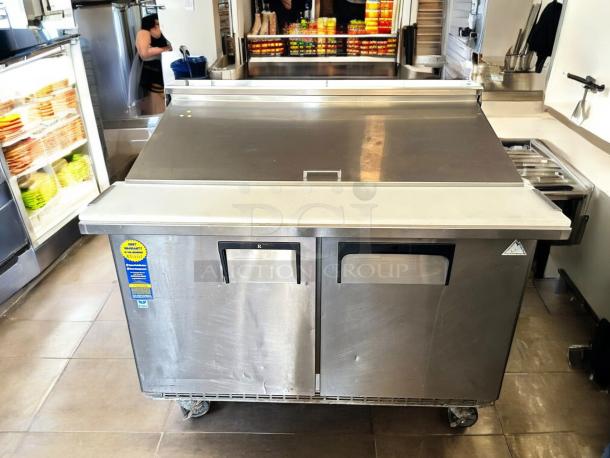 Everest EPBR2 47.5" Mega-Top Sandwich Prep Table, two-section, stainless steel, tested and working, great condition.