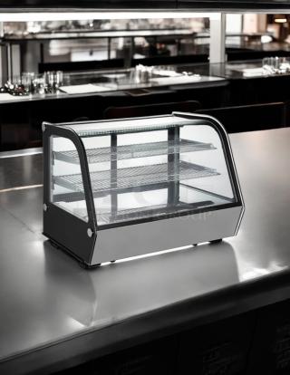 Cooler Depot RTW-160L-4 refrigerated bakery display case, 35" countertop, good condition, glass shelves, tested and working.
