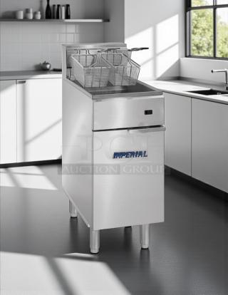 Imperial IFS-40NG Natural Gas Fryer, 40 lb capacity, 105,000 BTU, tube fired, tested, in excellent condition.