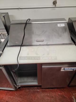 Avantco 36" commercial sandwich prep refrigerator, model 178SSPT36HC, excellent condition, stainless steel, visible Avantco logo.