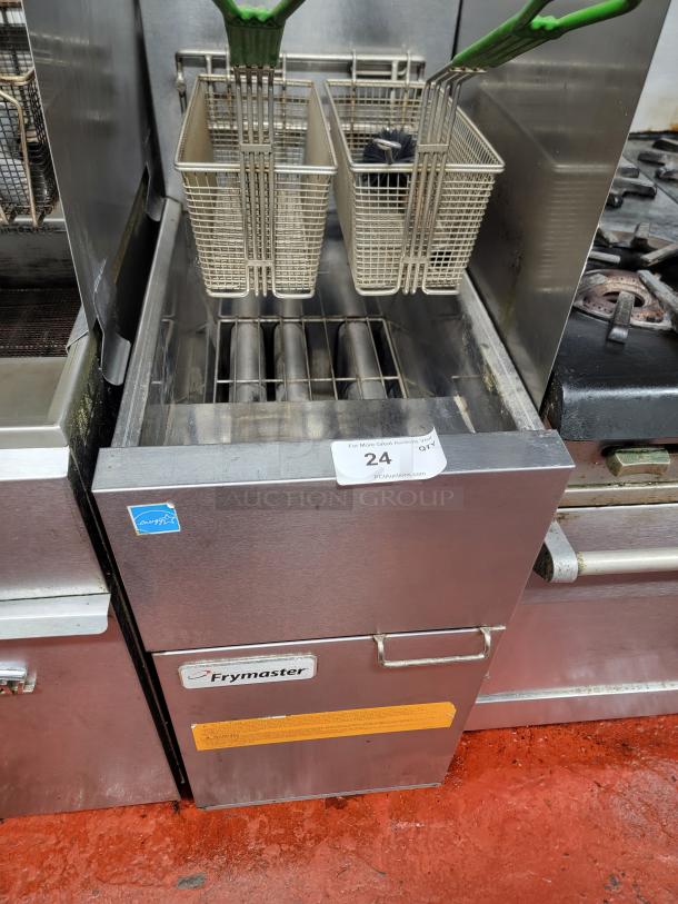 Frymaster commercial gas deep fryer, model 1ESG35T0ZN0ZZPG, Energy Star certified, steel construction, dual baskets.