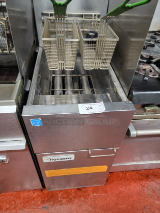 Frymaster commercial gas deep fryer, model 1ESG35T0ZN0ZZPG, Energy Star certified, steel construction, dual baskets.