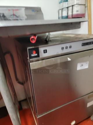 Fagor AD48 commercial undercounter dishwasher, stainless steel, compact, control panel visible, good condition.