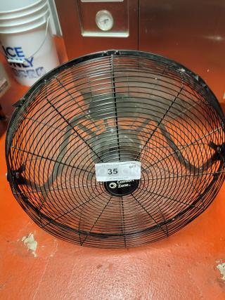 Lot of 8 assorted industrial fans, various sizes/styles, ideal for commercial use. Comfort Zone brand, visible wear, buyer must remove.