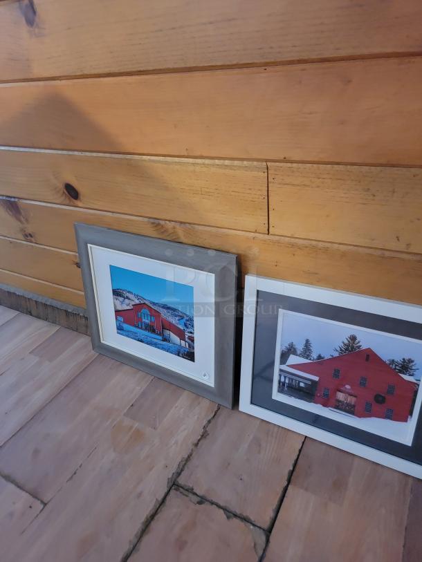 Unique wall art collection featuring black and white historical and scenic landscape prints, framed in gray and white.