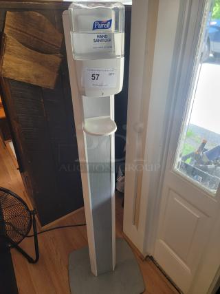 Purell automatic hand sanitizer dispenser stand, 52", ideal for businesses, features Purell branding, in good condition.