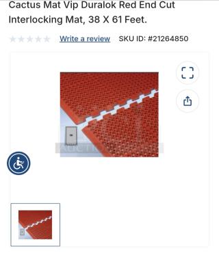 Brand new Duralok Cactus floor mats, set of 8, vibrant red, 38" x 61", interlocking design, ideal for commercial or home use.