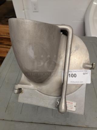 Hobart commercial mixer grater/shredder attachment, durable metal, used condition. Essential for efficient food prep in bakeries.
